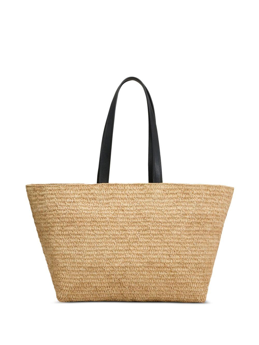 logo-patch raffia tote bag Product Image