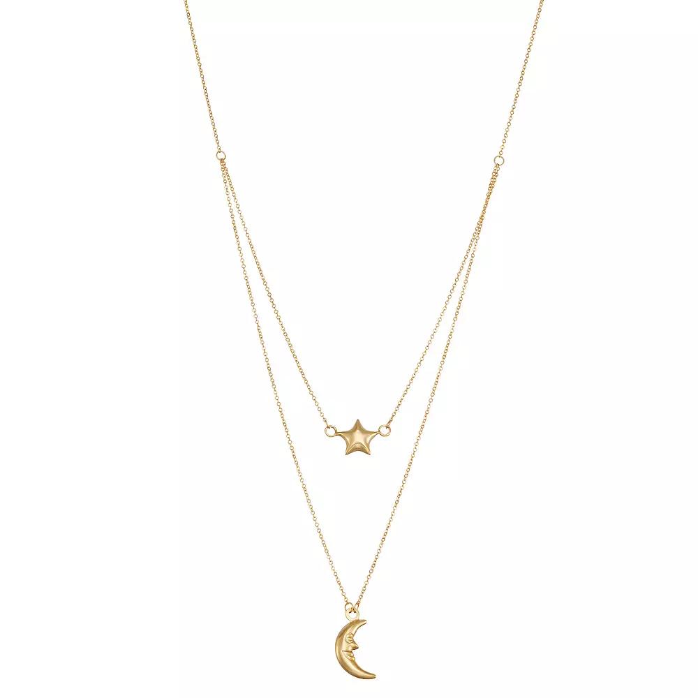 Au Naturale 10k Yellow Gold Moon And Star Layered Necklace, Women's, Size: 17", 10k Gold Product Image