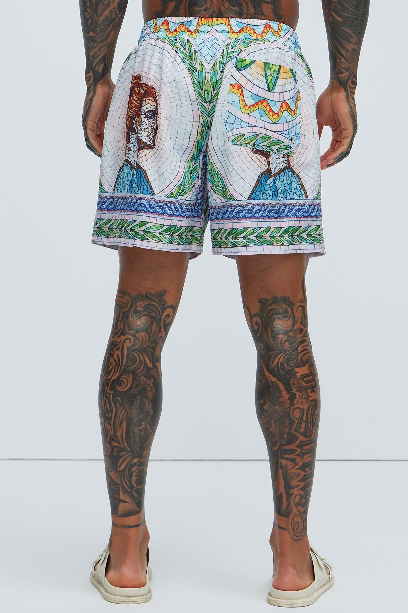 Atherton Mosaic Swim Mid Trunk - Blue/combo Product Image