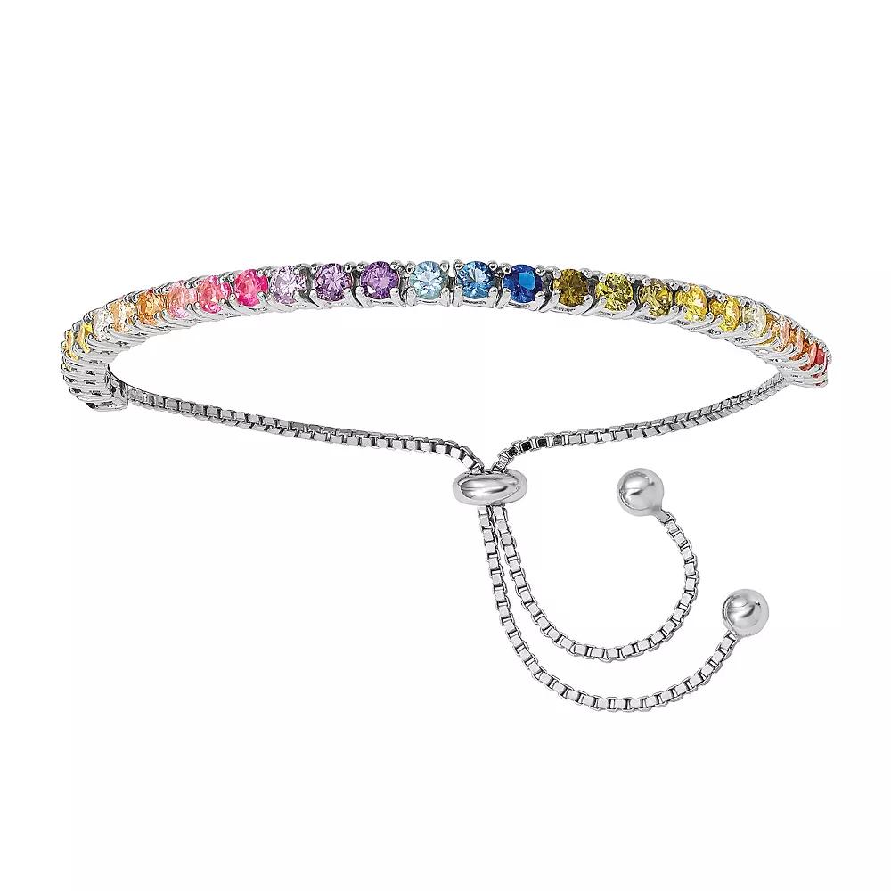 Sophie Miller Sterling Silver Colorful Cubic Zirconia Adjustable Bracelet, Women's, Size: 5-9" ADJ Product Image