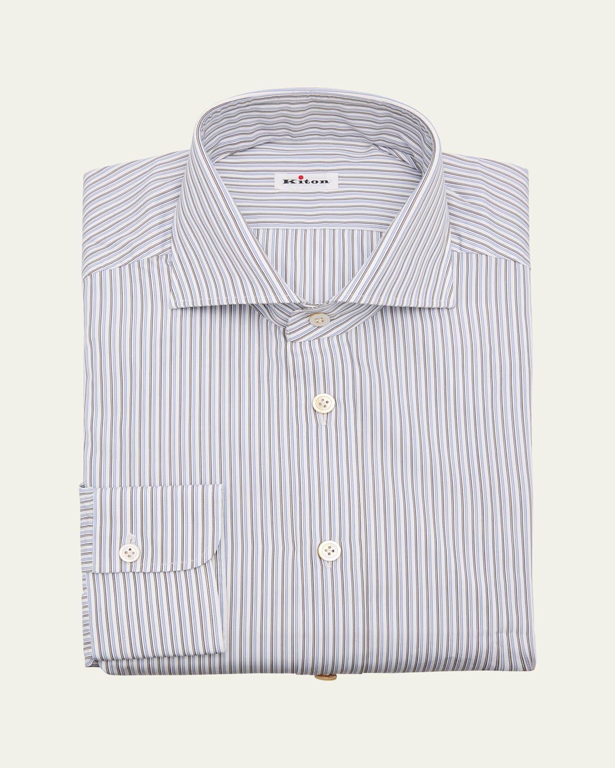 Mens Cotton Multi-Stripe Dress Shirt Product Image