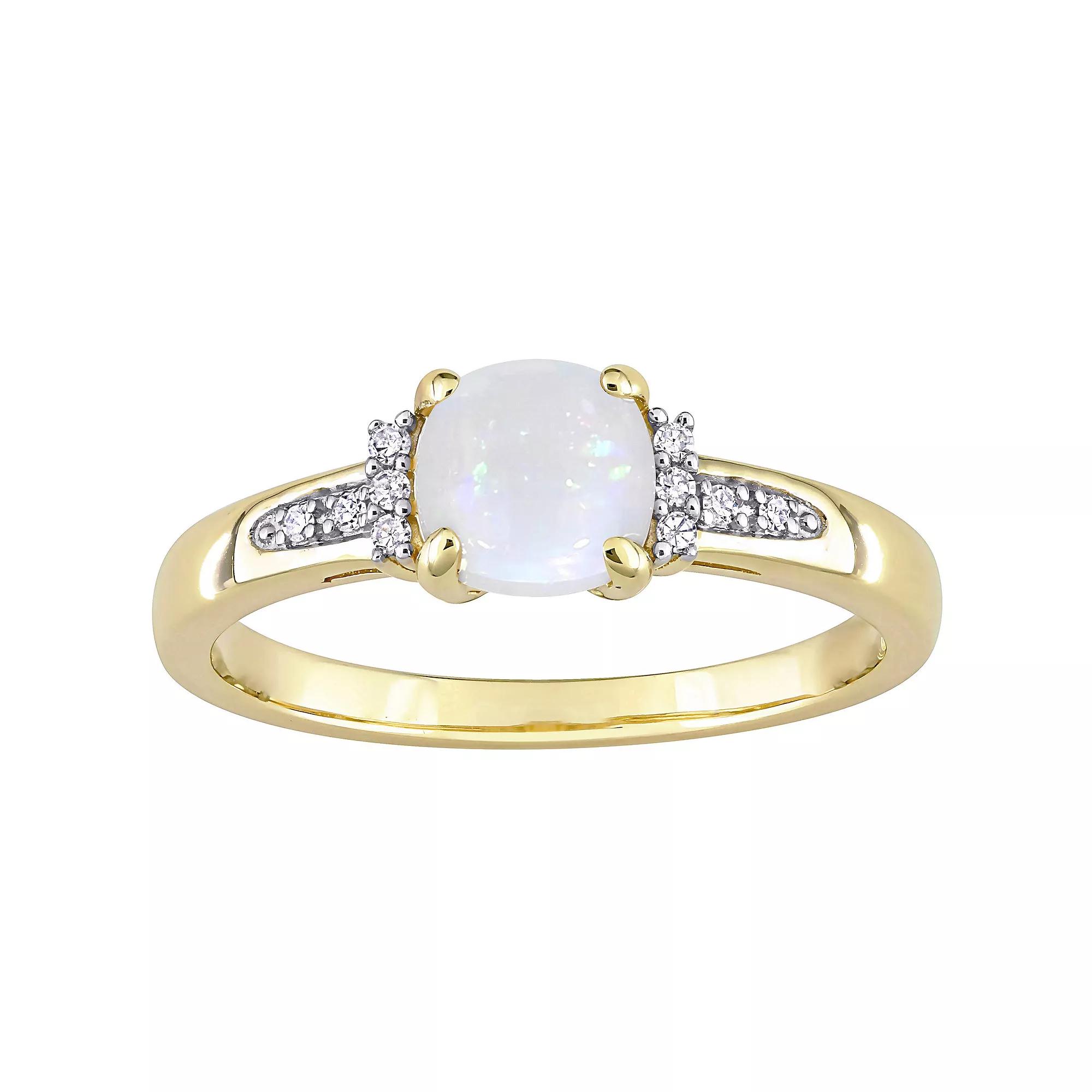 Stella Grace 10k Gold White Opal & Diamond Accent Geometric Ring, Women's, Size: 8 Product Image