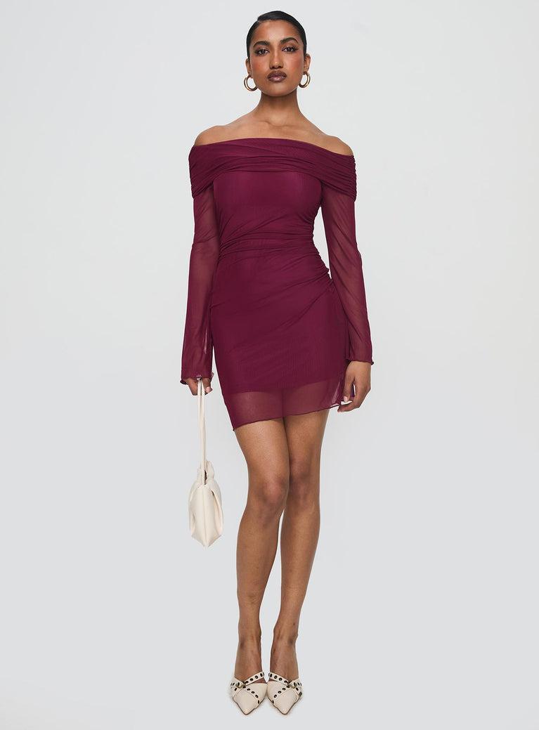 Consideration Mini Dress Burgundy Product Image