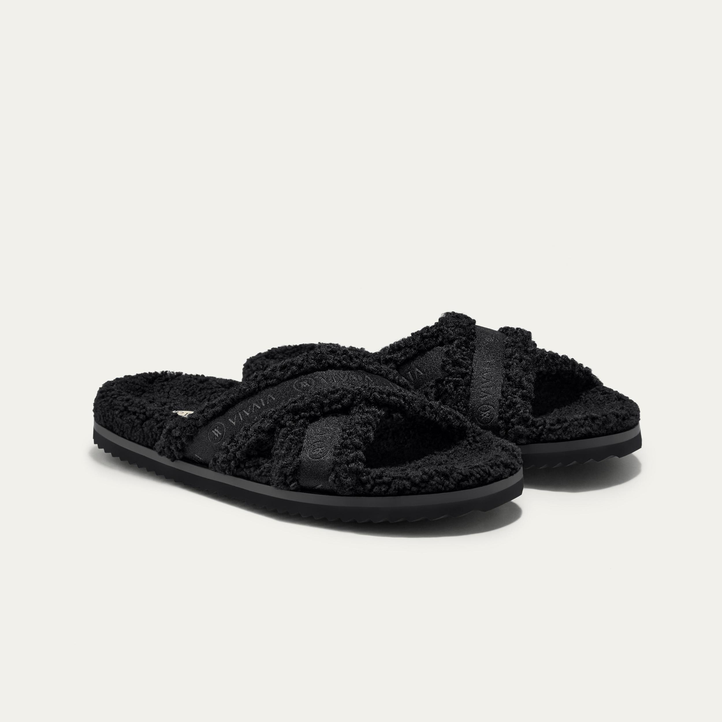 Furry Criss-Cross Strap Slippers (Hannah) Product Image
