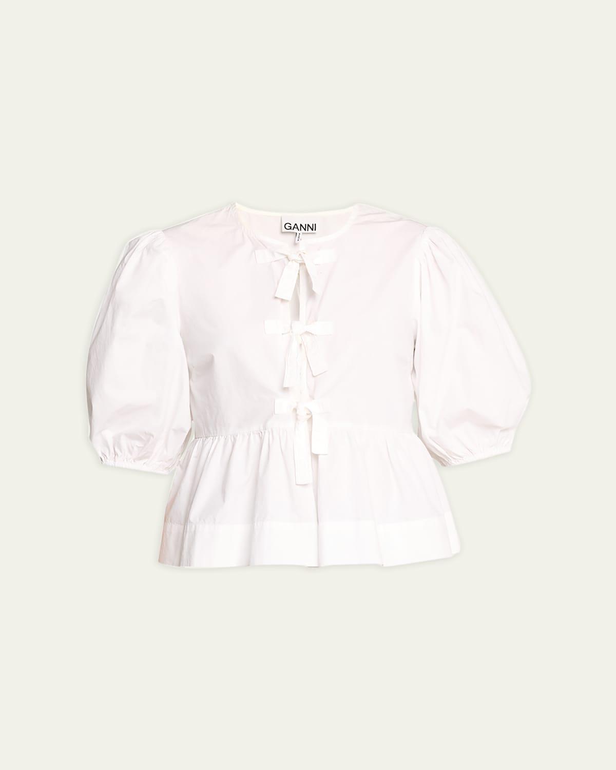 Womens Cotton Poplin Peplum Blouse Product Image