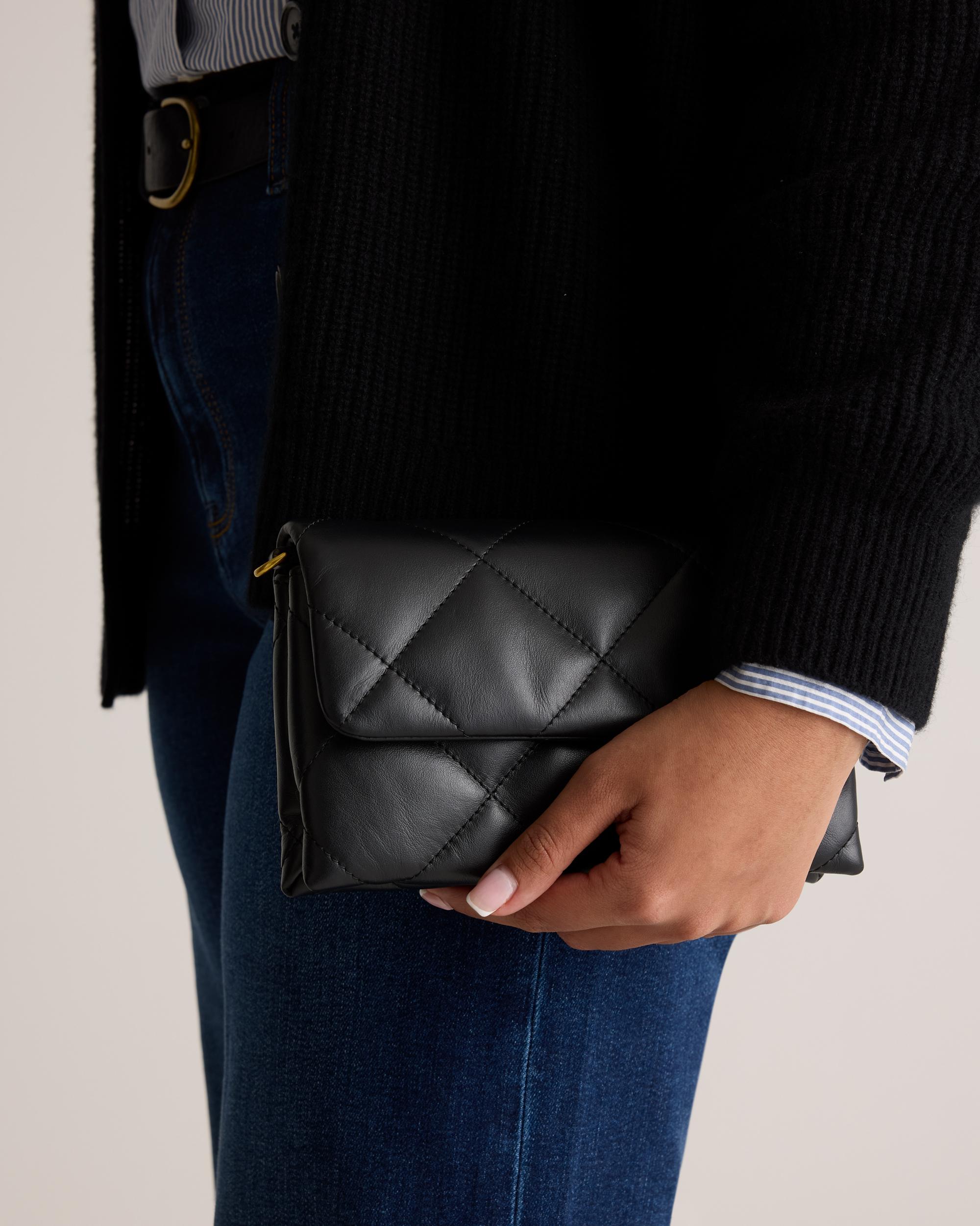 Quince | Women's Italian Leather Diamond Quilted Wallet Crossbody Product Image