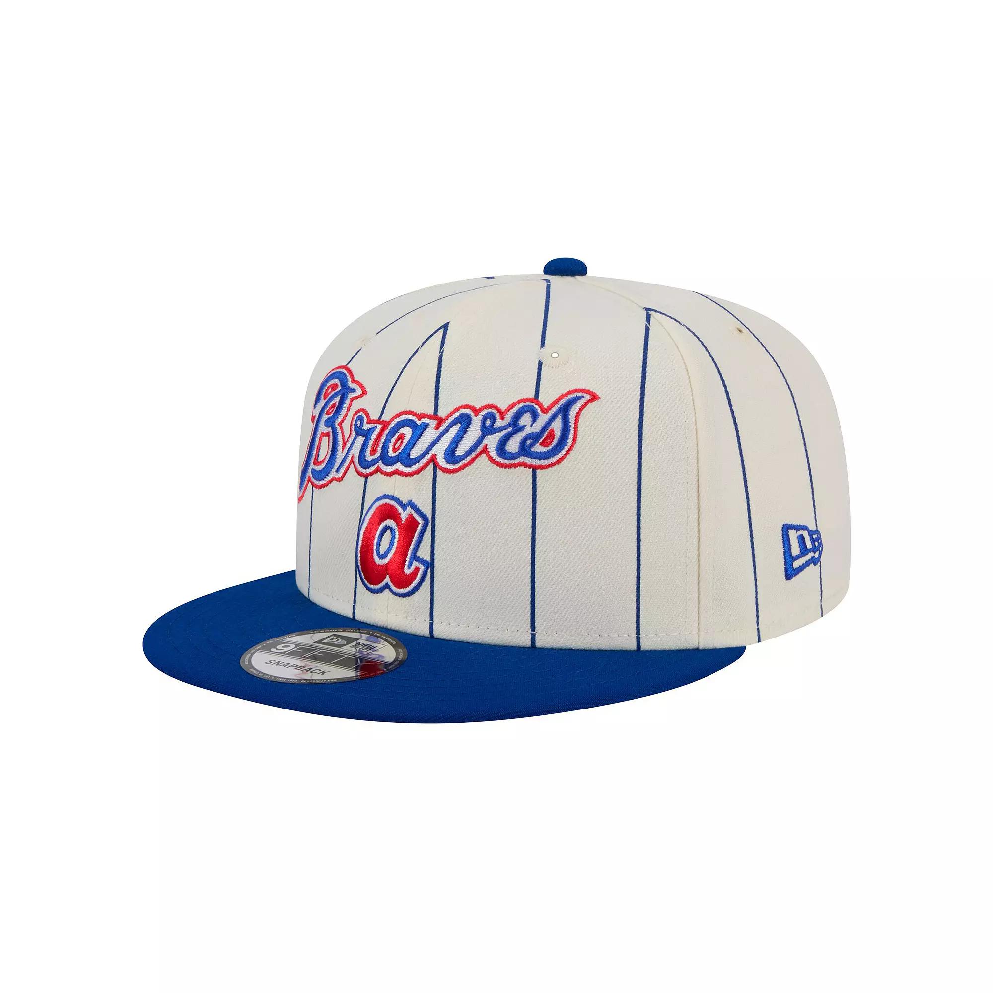 Men's New Era White Atlanta Braves Jersey Pinstripe 9FIFTY Snapback Hat, Beige Product Image