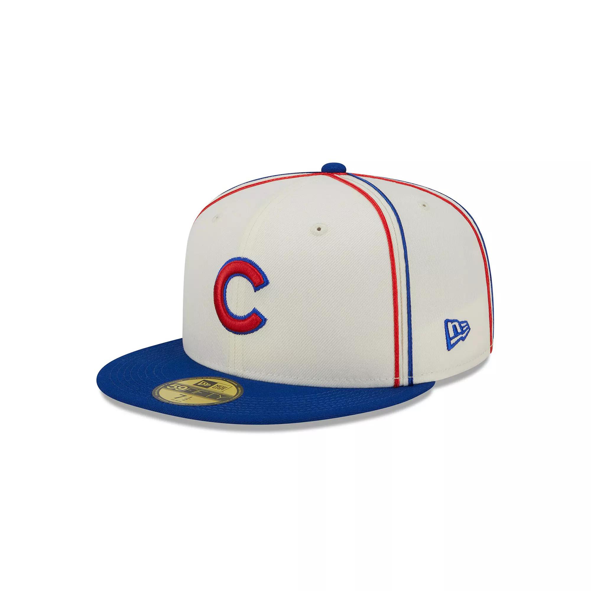 Men's New Era Cream/Royal Chicago Cubs Chrome Sutash 59FIFTY Fitted Hat,  Product Image