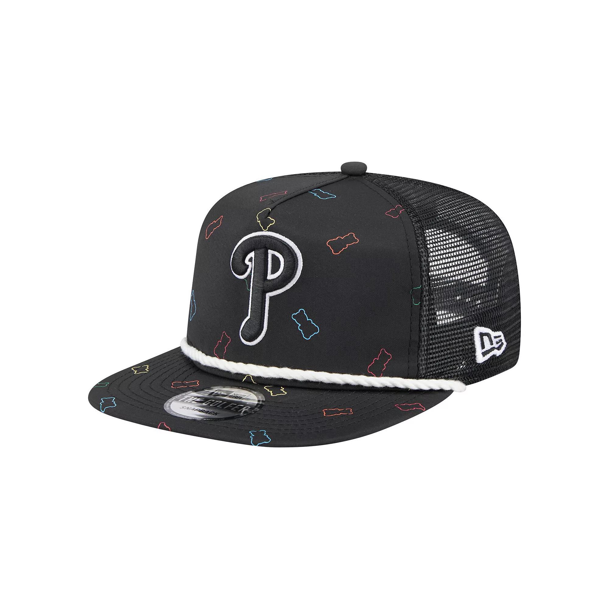Men's New Era Black Philadelphia Phillies Gummy Golfer Trucker Adjustable Hat Product Image