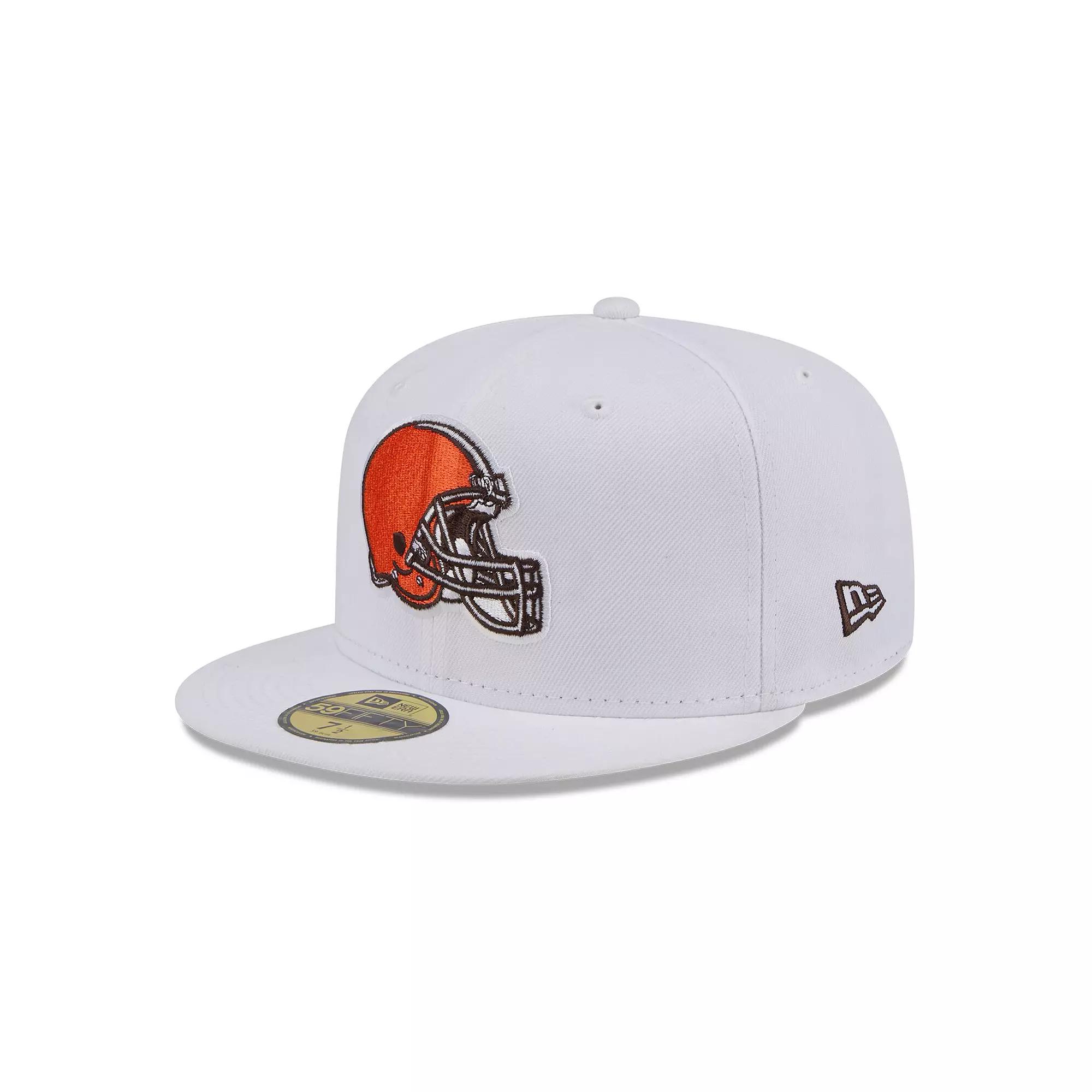 Men's New Era White Cleveland Browns Omaha 59FIFTY Fitted Hat,  Product Image