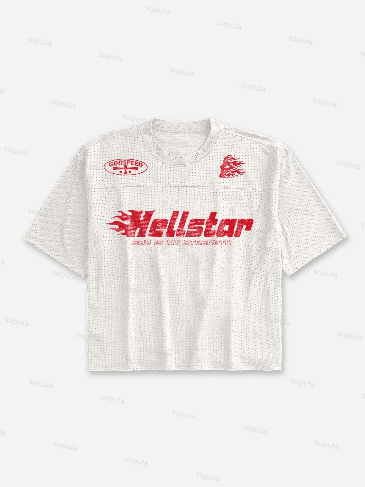 Flame Jesus Silhouette Blokecore Mesh Football Jersey T-shirt Product Image