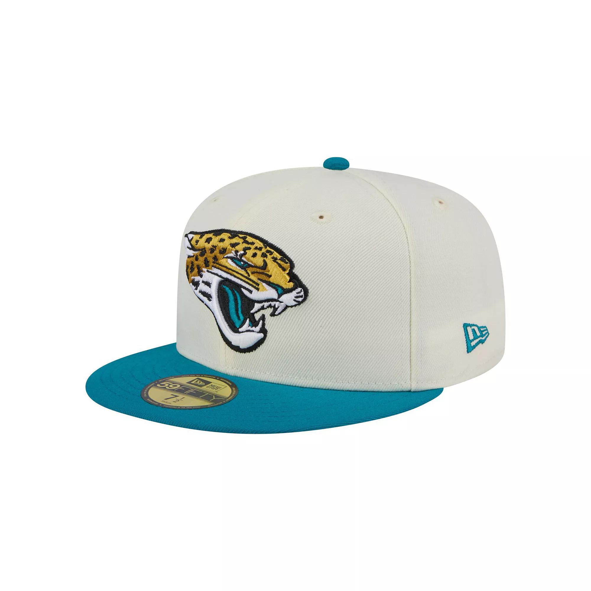 Men's New Era Cream/Teal Jacksonville Jaguars Main 59FIFTY Fitted Hat,  Product Image