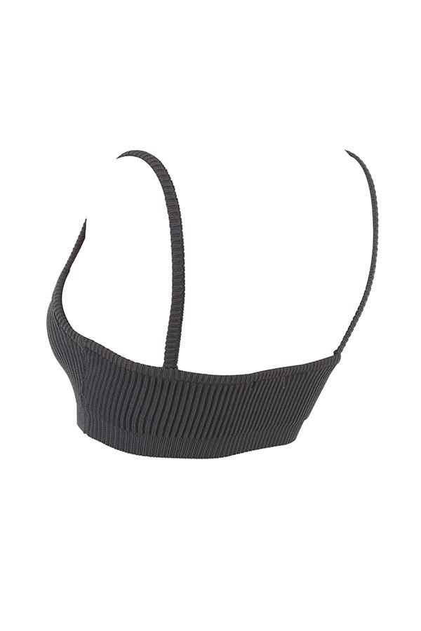 Mischa  dark grey ribbed knit bralette - sale Product Image