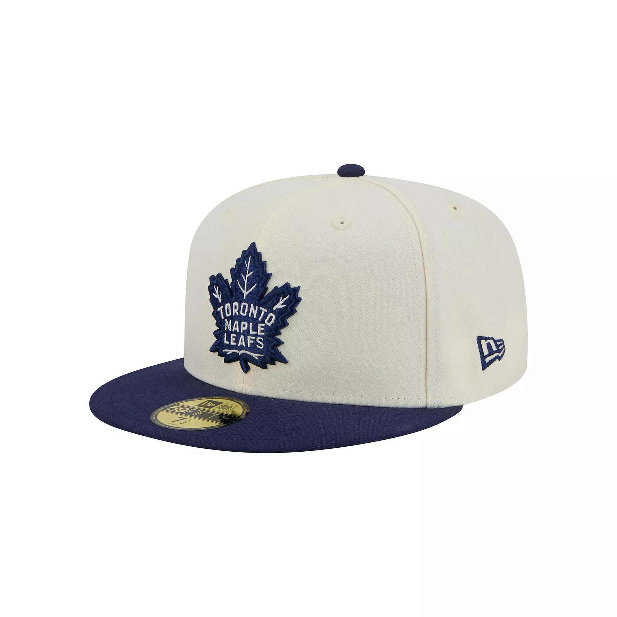 Men's New Era  White Toronto Maple Leafs Chrome Two-Toned 59FIFTY Fitted Hat, Size: 7 3/8, Mpl Beige Product Image