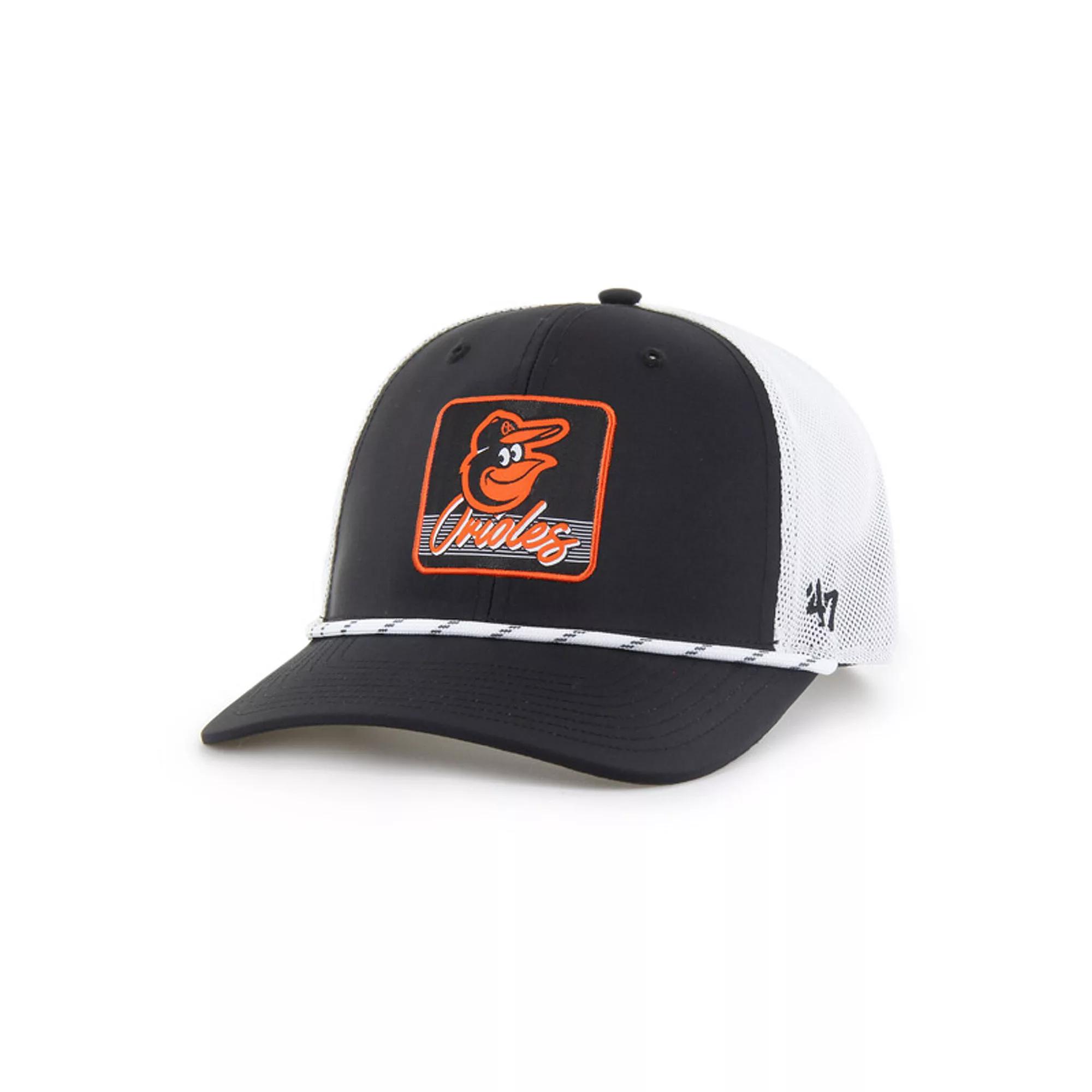 Men's '47 Black/White Baltimore Orioles Scratch Adjustable Trucker Hat Product Image