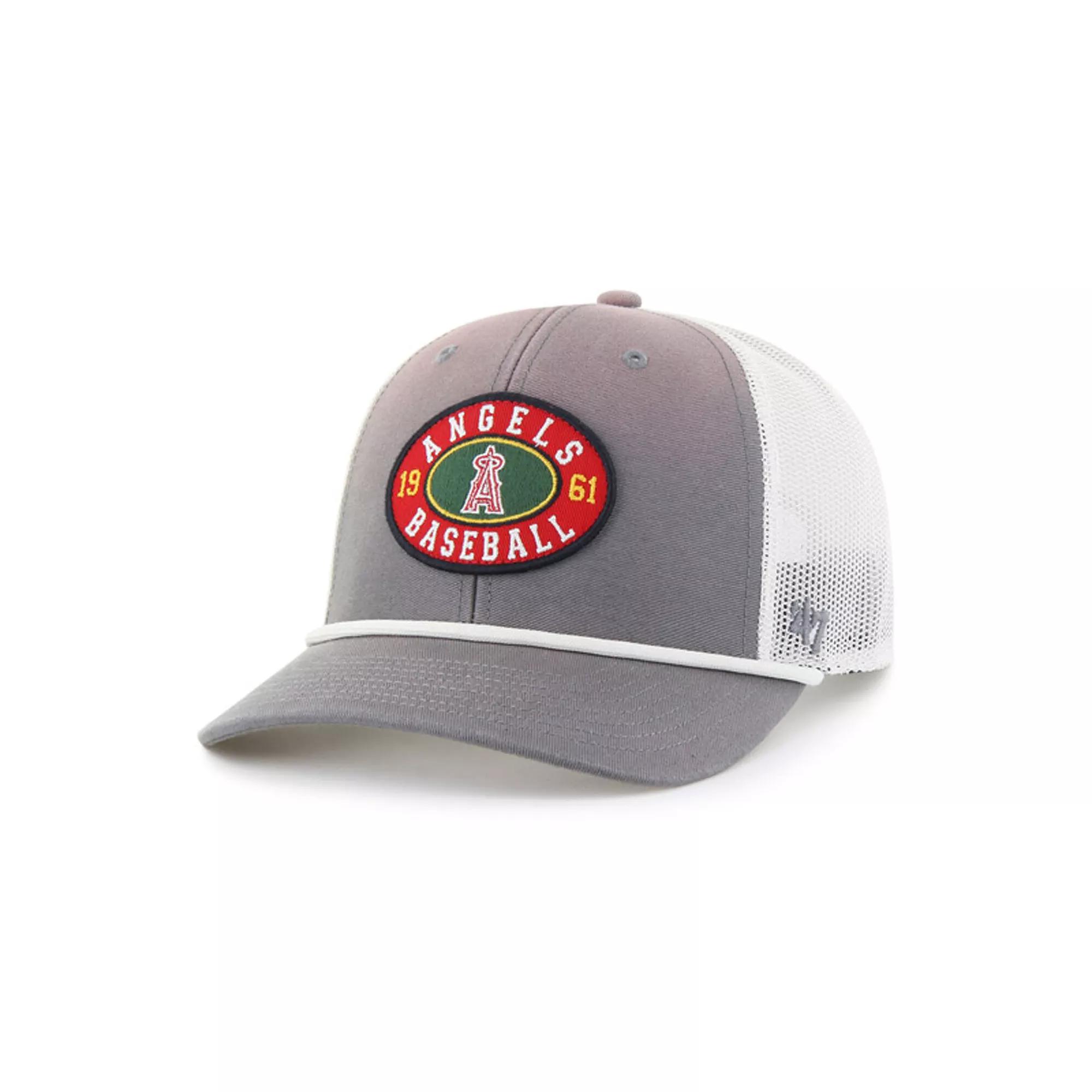 Men's '47 Gray/White Los Angeles Angels Tide Sweep Rope Trucker Adjustable Hat, Grey Product Image