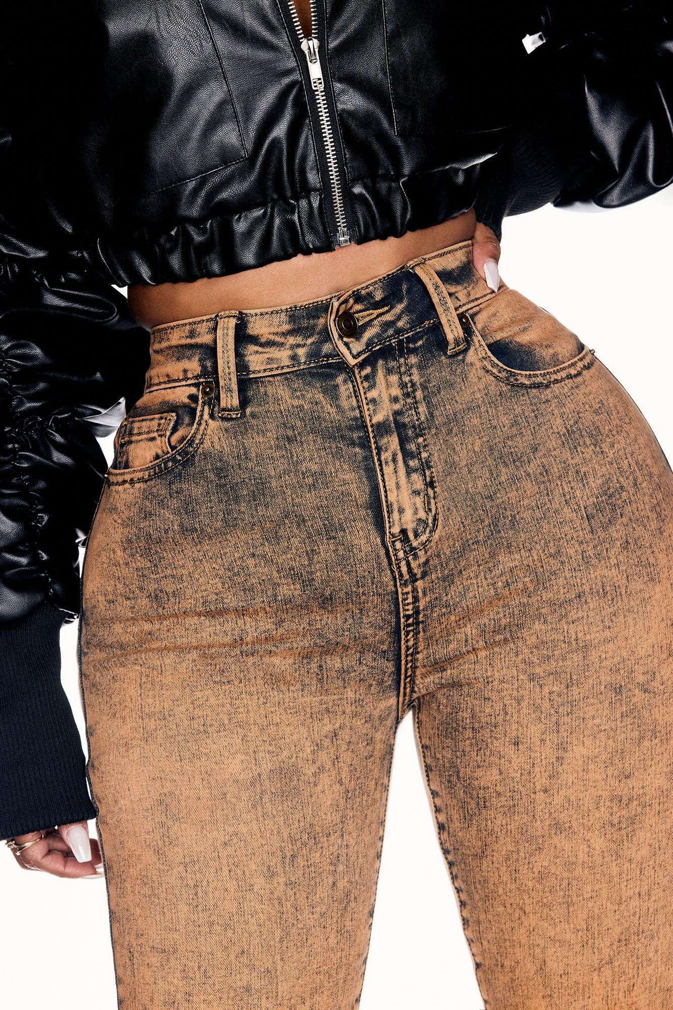 It's Giving High Stretch Curvy Skinny Jeans - Orange Product Image