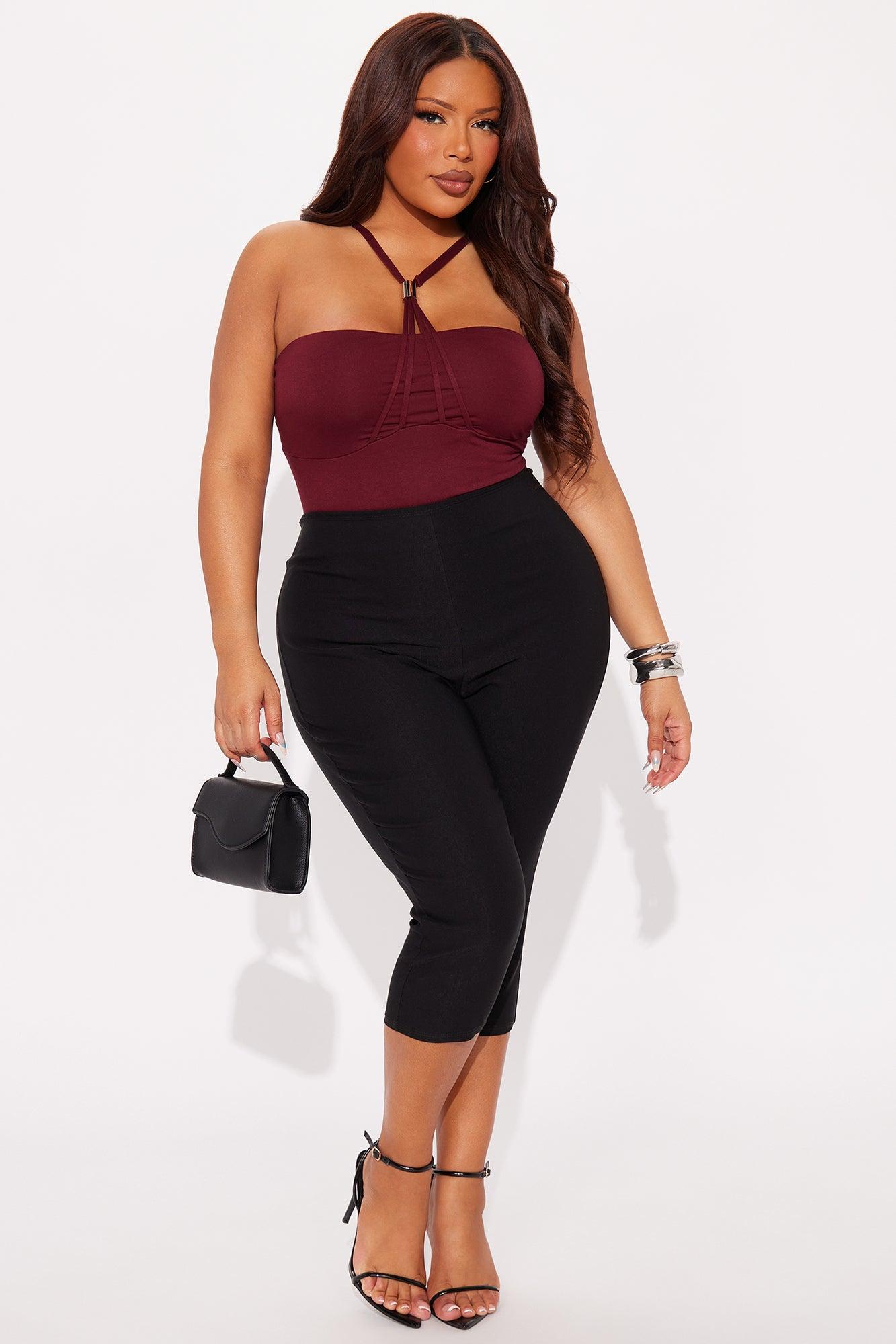 Xia Y-Neck Bodysuit - Burgundy Product Image