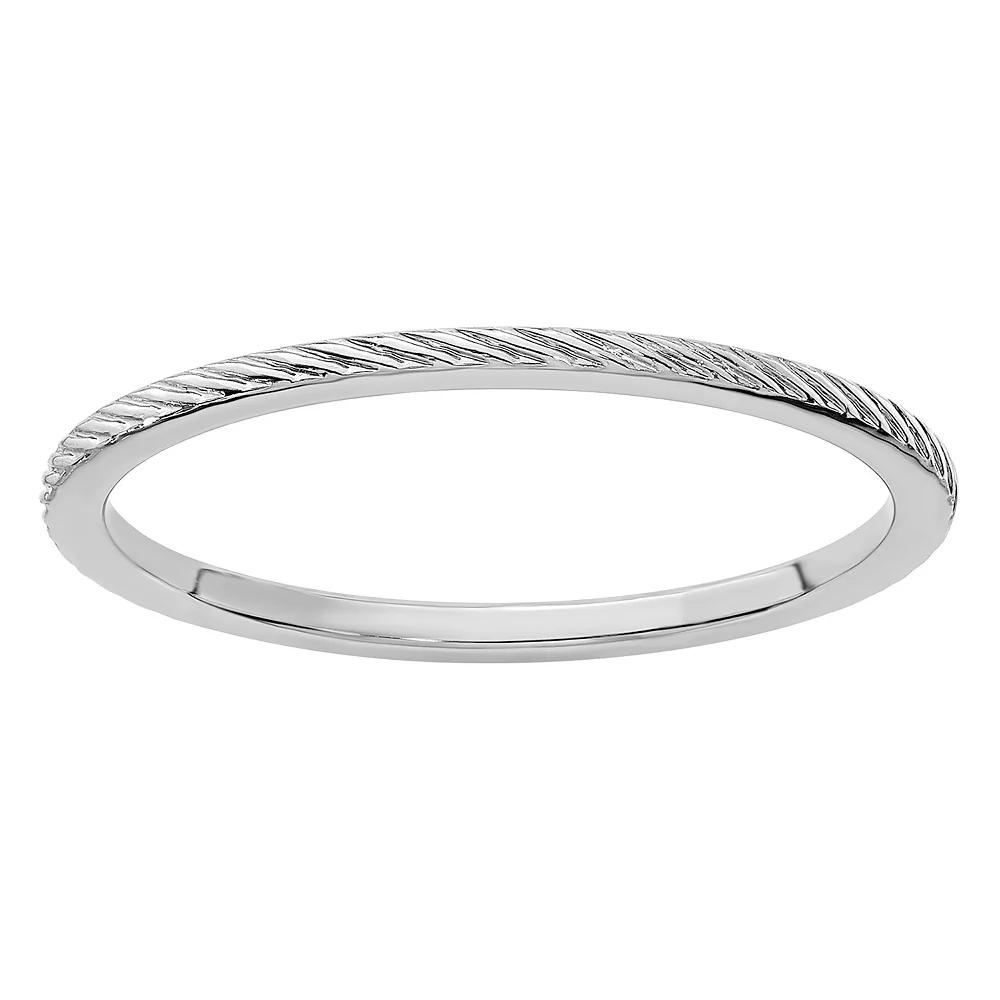 Stacks & Stones 10k Gold 1.2 mm Twisted Wire Pattern Stackable Band, Women's, Size: 6.50, 10k White Gold Product Image