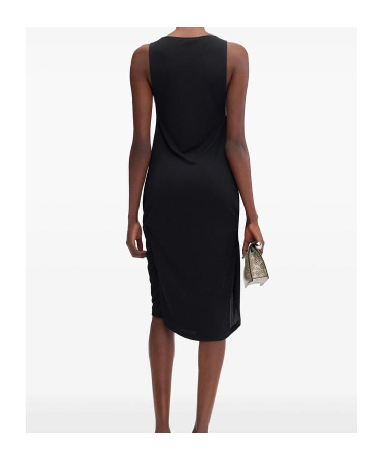 JACQUEMUS Draped Sleeveless Peplum Dress With Asymmetrical Hem In Black Product Image