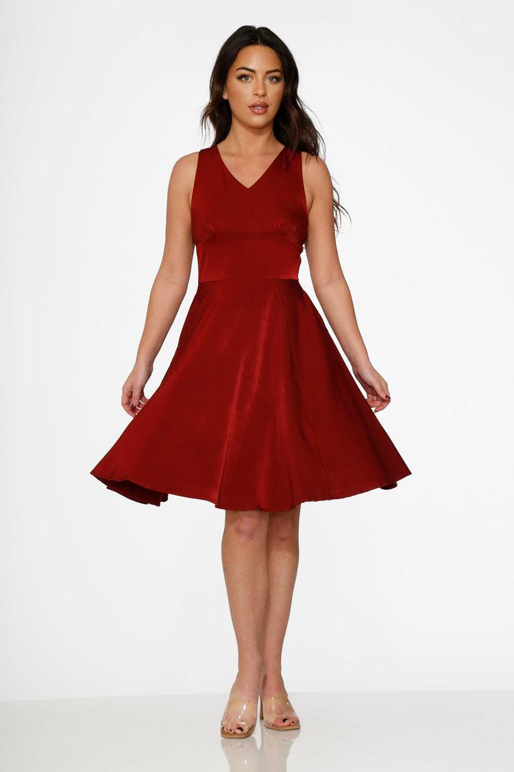 Burgundy Swing Dress Product Image