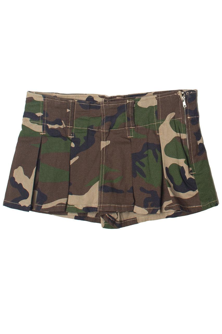 Low Rise Denim Pleated Mini Skort Product Image