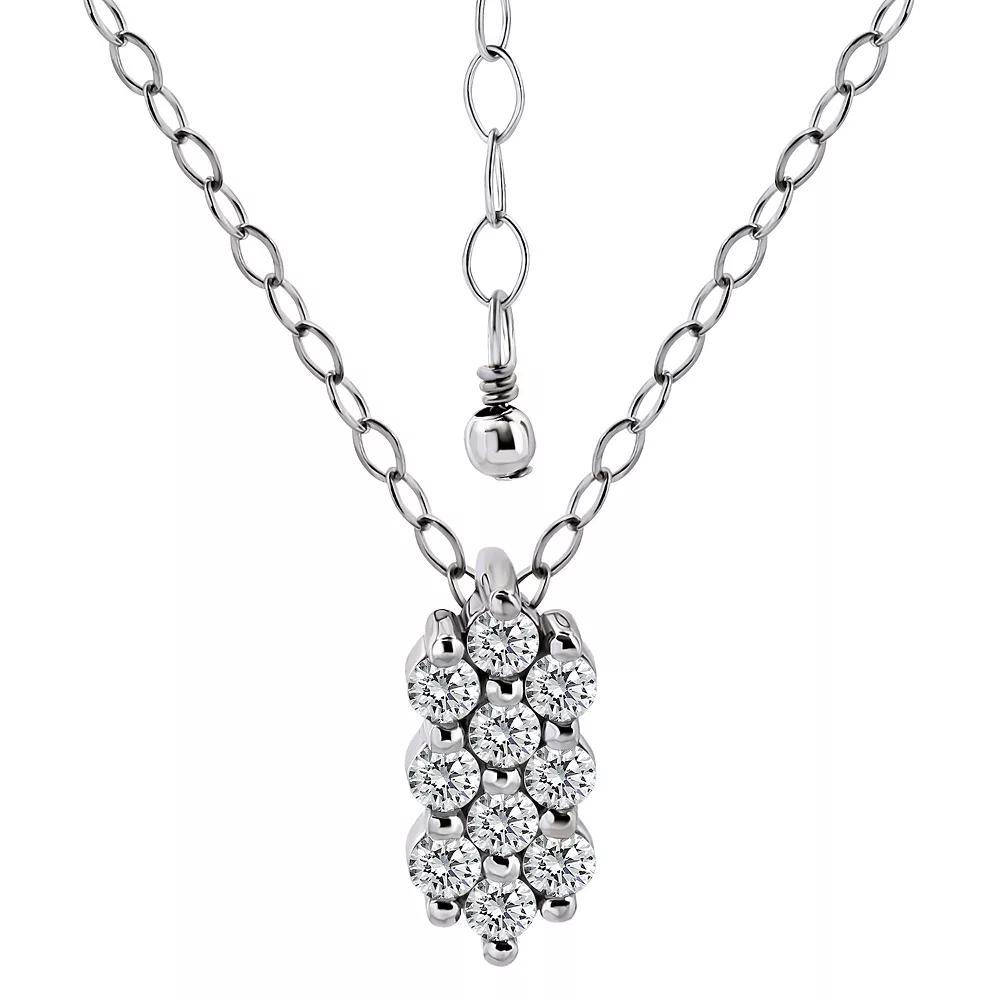 Aleure Precioso Sterling Silver Cubic Zirconia Cluster Pendant Necklace, Womens Product Image