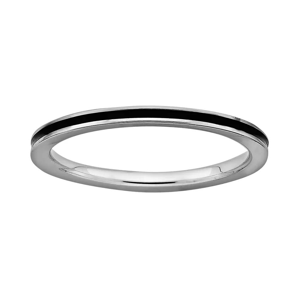 Stacks & Stones Sterling Silver Black Enamel Stack Ring, Women's, Size: 9 Product Image