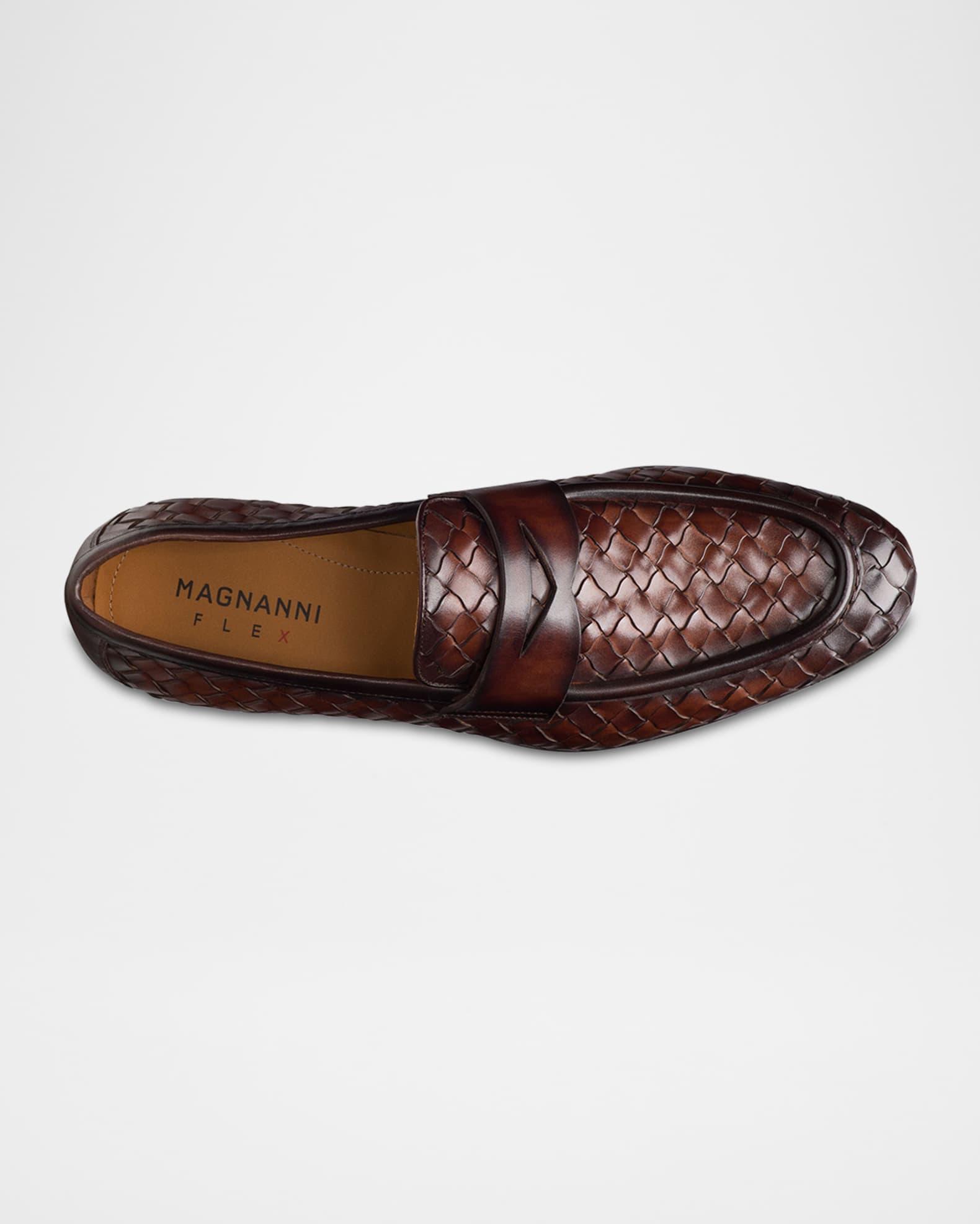 Men's Hyde Woven Leather Penny Loafers Product Image
