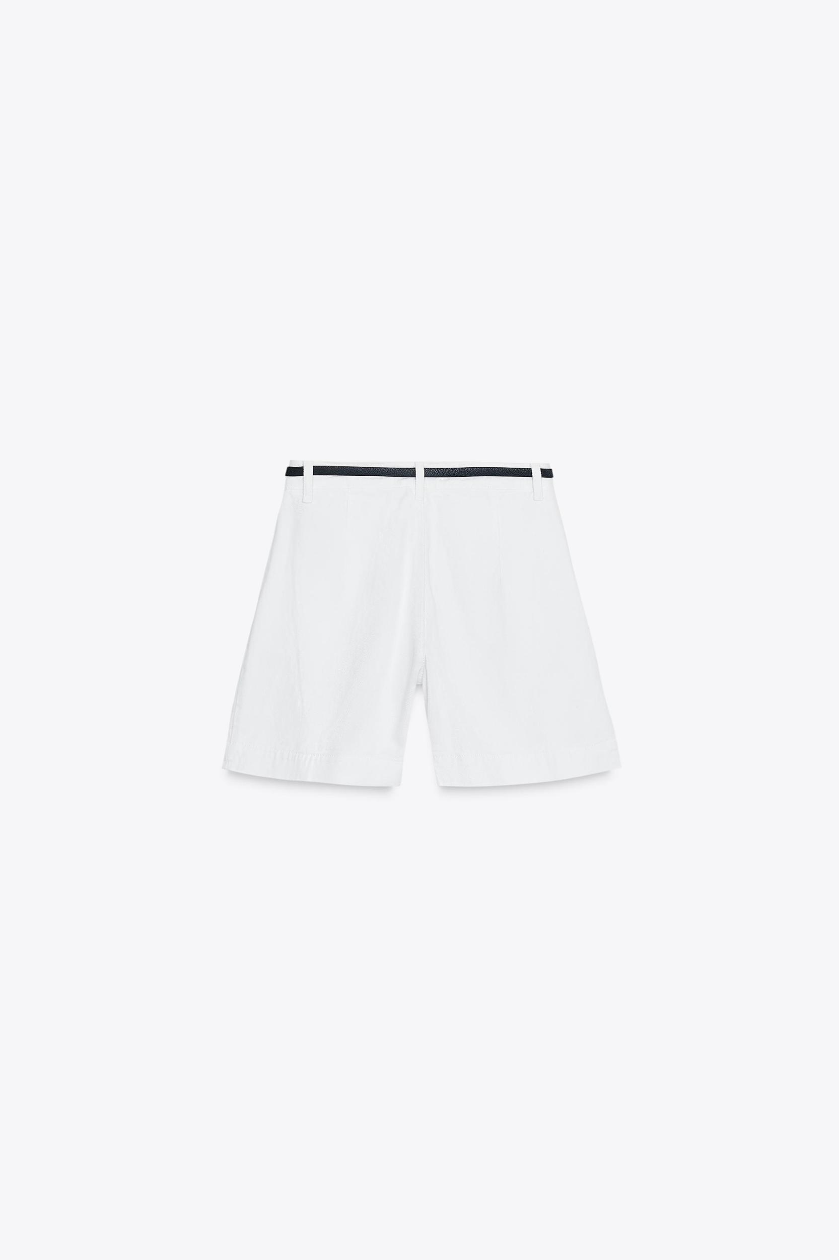 Z1975 DENIM PLEATED SHORTS WITH BELT Product Image