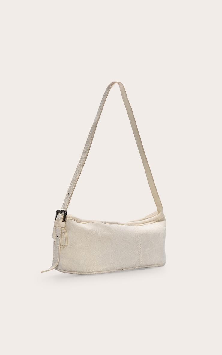 Butter Cream Suede Slim Buckle Strap Shoulder Bag Product Image
