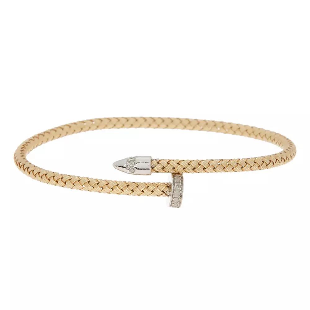 Meshmerise Sterling Silver 1/10 Carat T.W. Diamond Braided Wrap Bracelet, Women's, Size: 7", Gold Tone Product Image