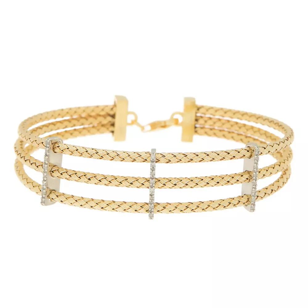 Meshmerise 1/6 Carat T.W. Diamond Triple Row Bracelet, Women's, Size: 7", Gold Tone Product Image