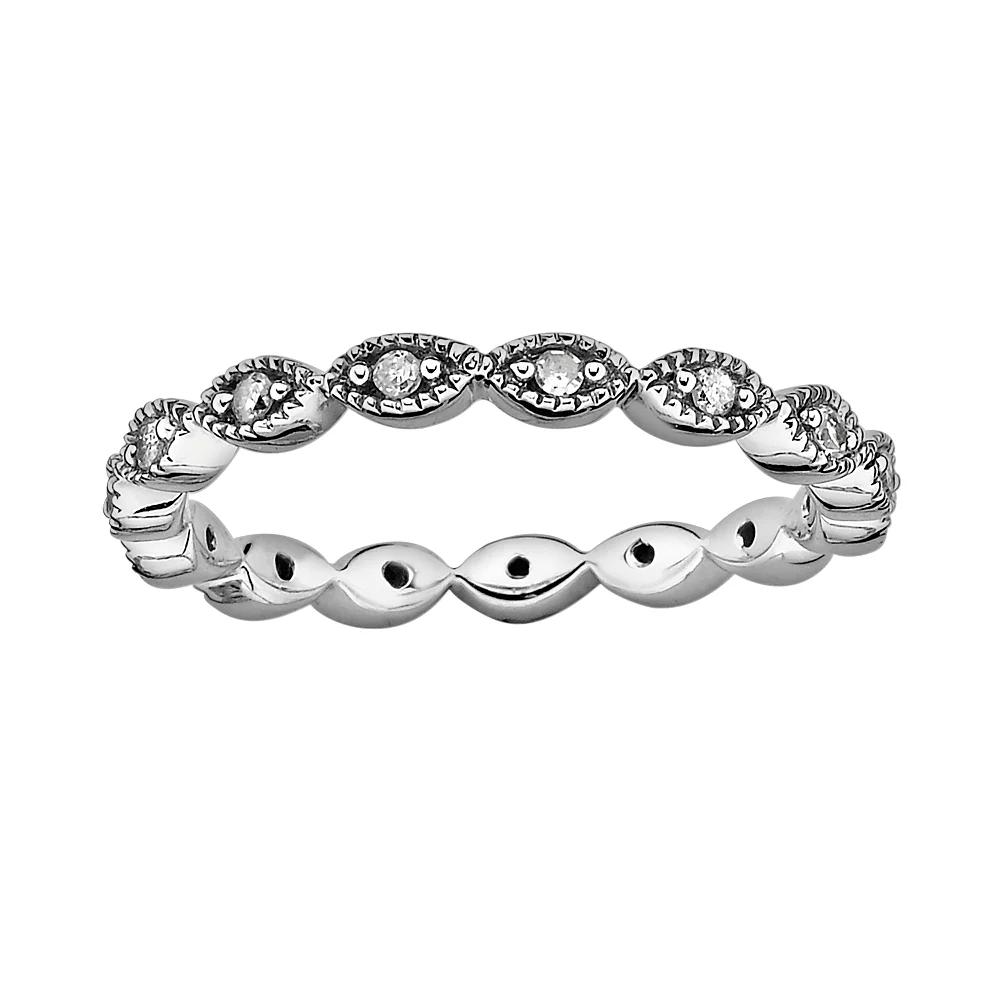 Stacks & Stones Sterling Silver 1/4-ct. T.W. Diamond Eternity Stack Ring, Women's, Size: 7 Product Image