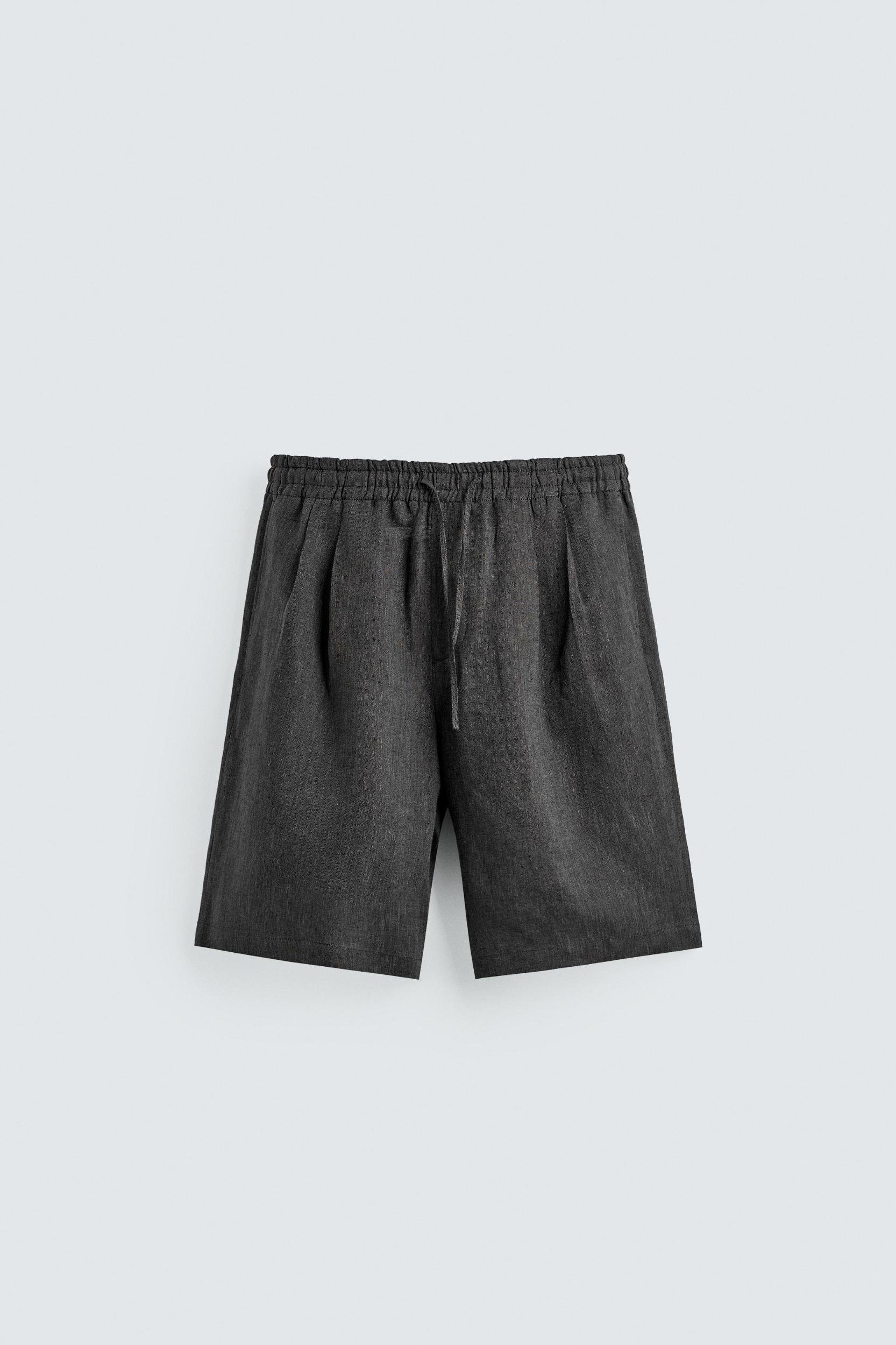 100% LINEN PLEATED SHORTS Product Image