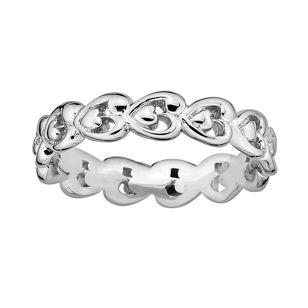 Stacks & Stones Sterling Silver Heart Stack Ring, Women's, Size: 5 Product Image