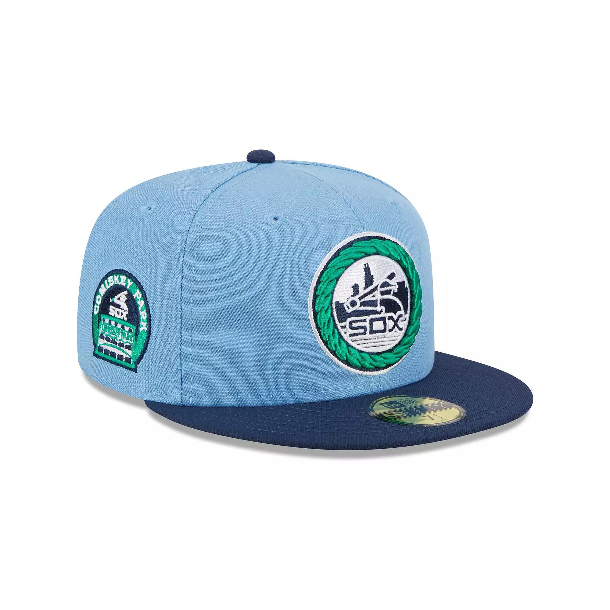 Men's New Era Light Blue/Navy Chicago White Sox Green Undervisor 59FIFTY Fitted Hat,  Product Image