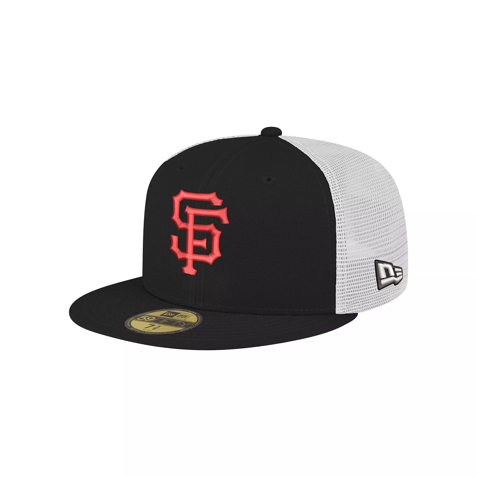 Men's New Era Black San Francisco Giants Team Color 59FIFTY Trucker Fitted Hat, Size: 7 1/4 Product Image