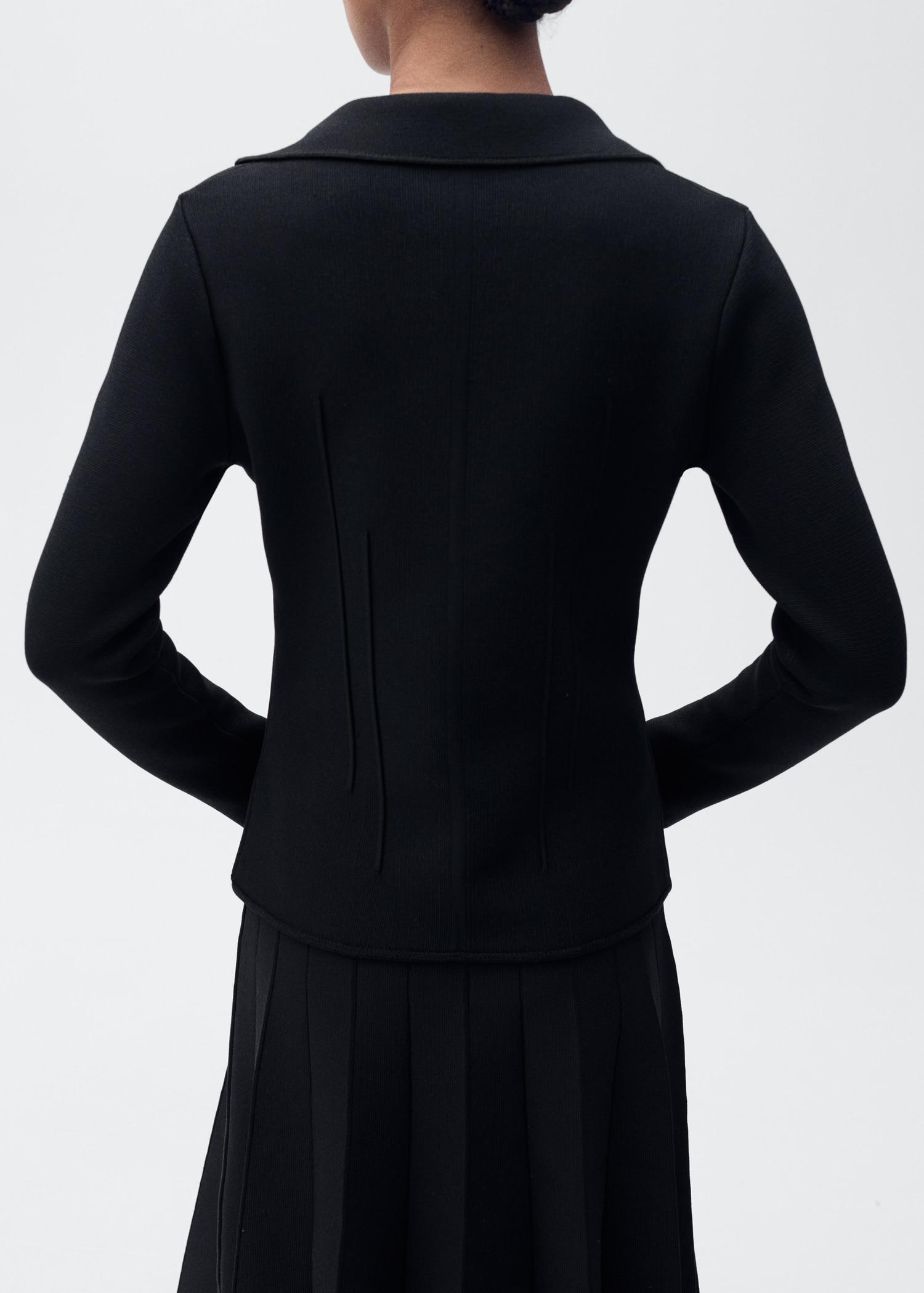 Knitted jacket with lapel collar - Women | MANGO USA Product Image