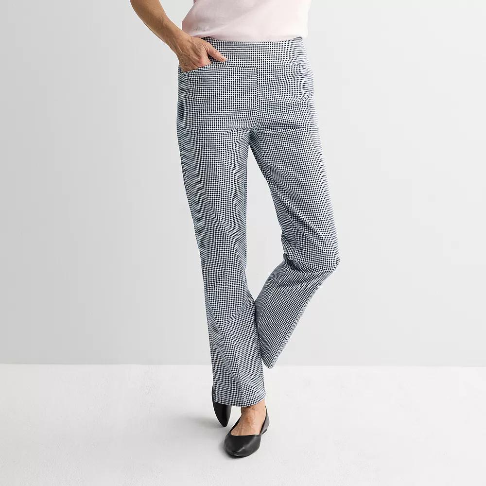 Womens Croft & Barrow Effortless Stretch Pull-On Straight-Leg Pants Blue Check Product Image