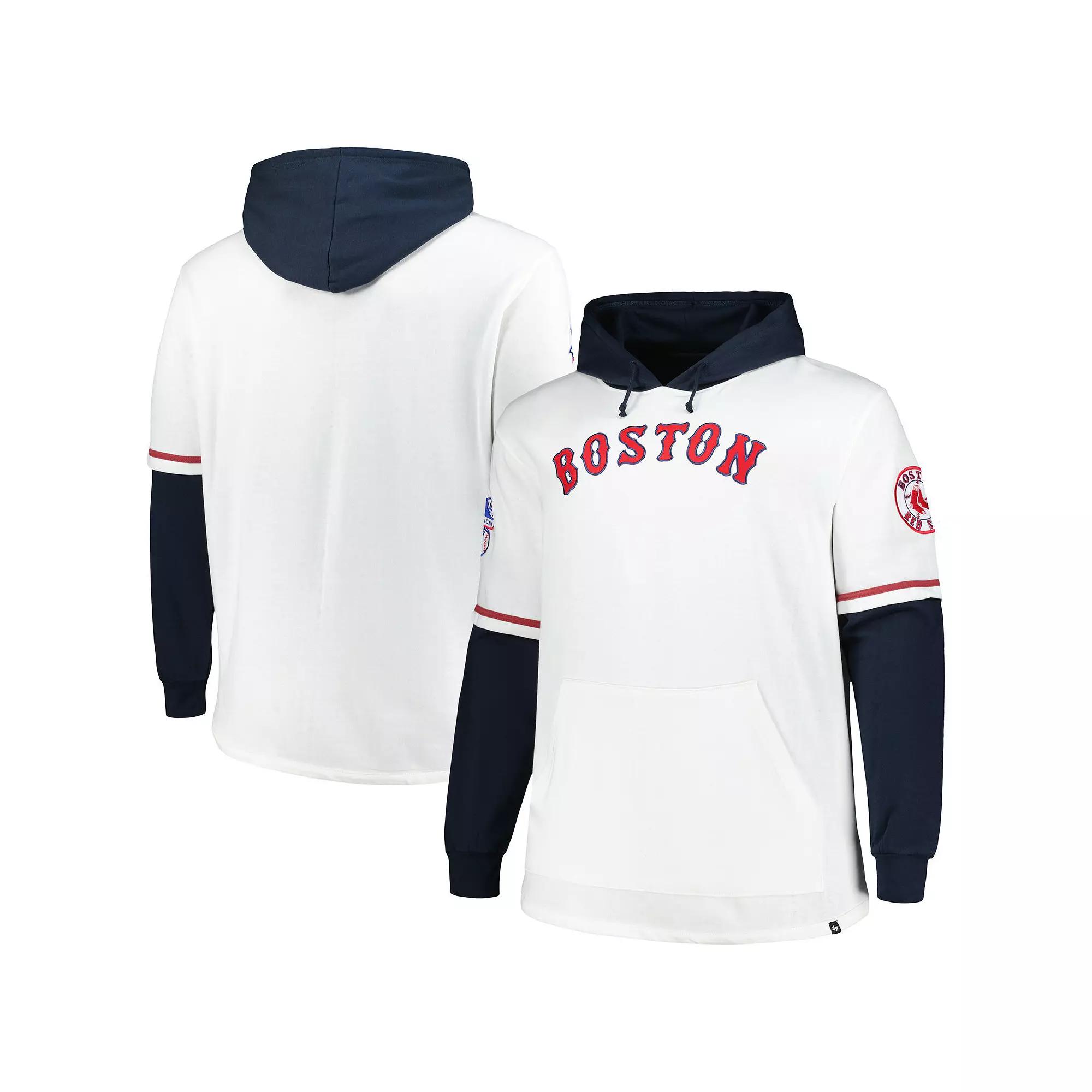 Men's '47 White/Navy Boston Red Sox Big & Tall Trifecta Shortstop Pullover Hoodie,  Product Image