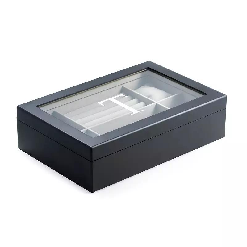 Charlotte Monogrammed Black Wood Jewelry Box, Adult Unisex, F Product Image