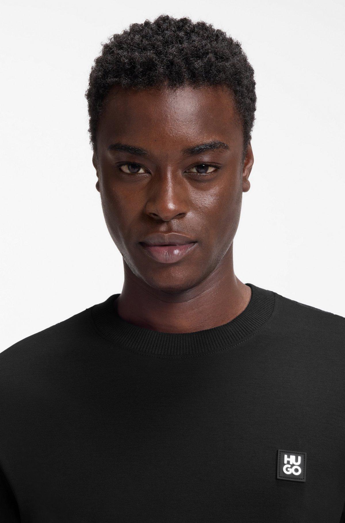  Relaxed-fit T-shirt in interlock cotton with embroidered shoulders Product Image