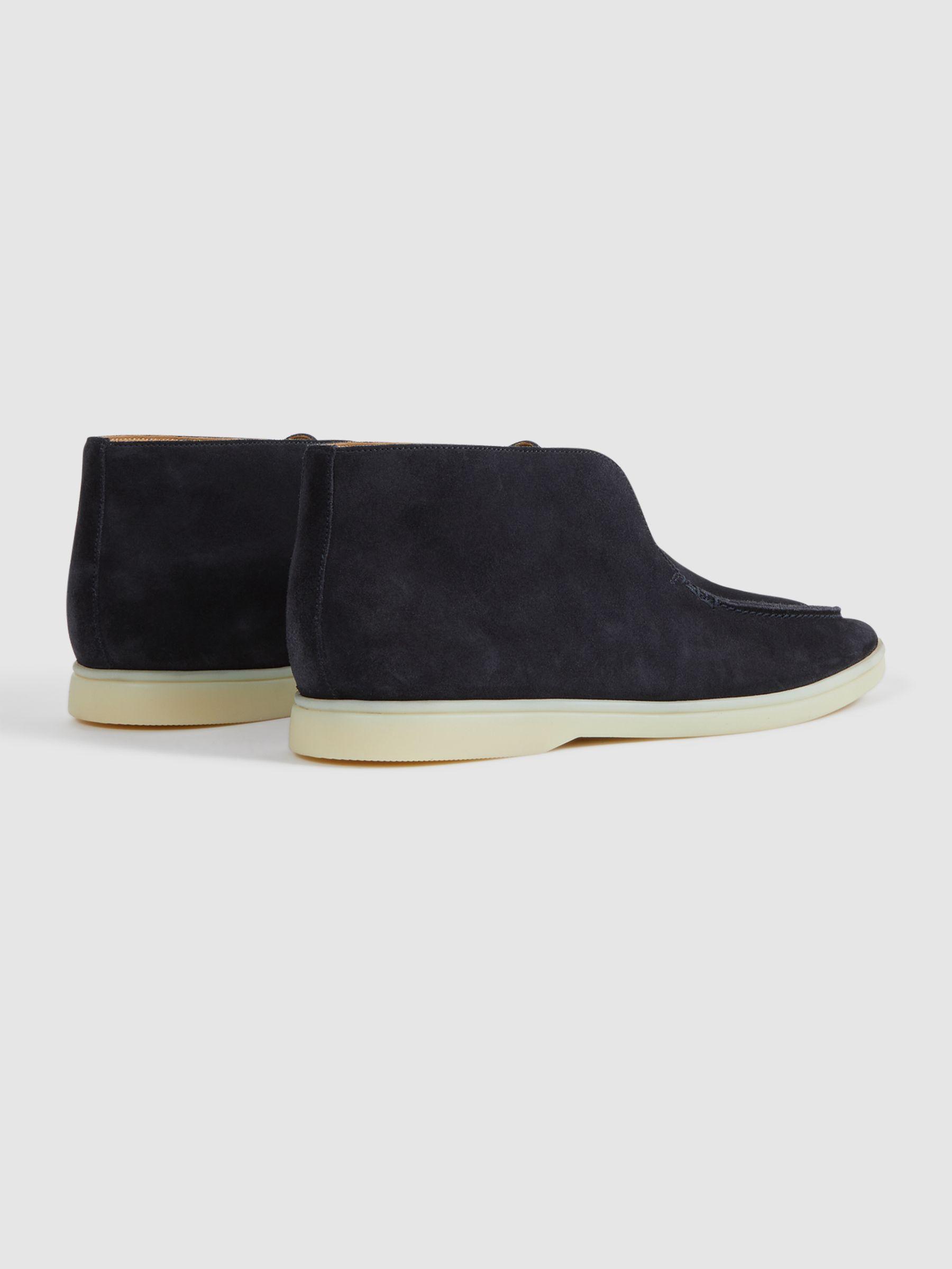 Suede Slip-On Boots in Navy Product Image
