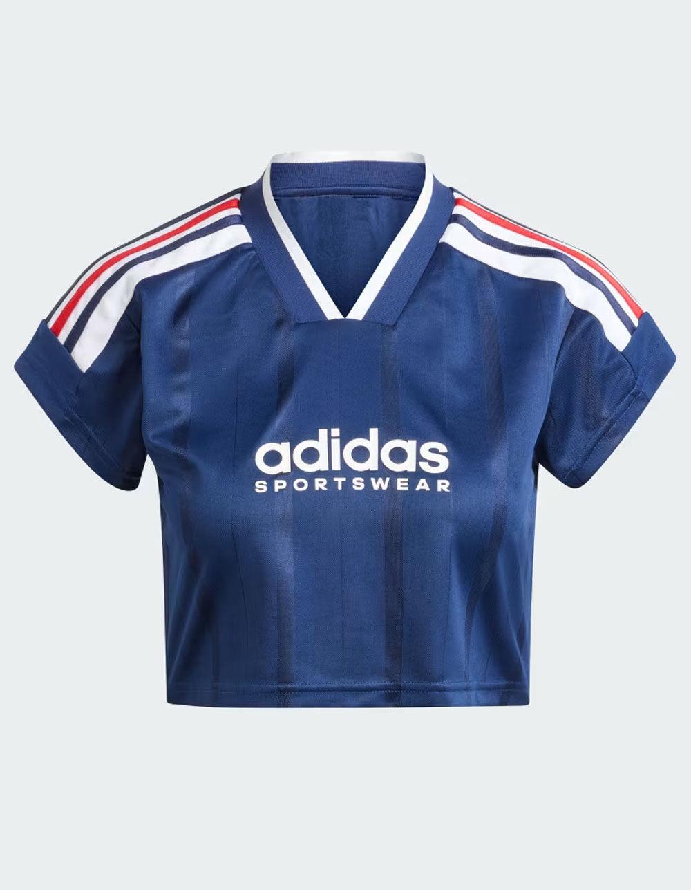 ADIDAS Trio Cut 3-Stripes Womens Crop Jersey - NAVY Product Image