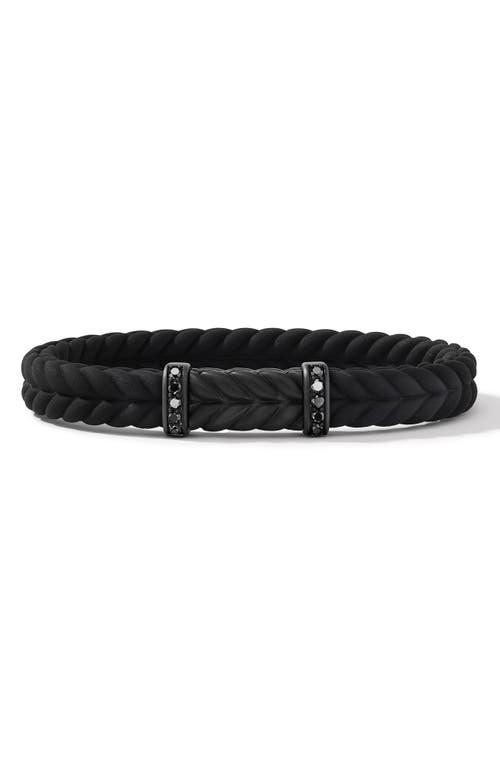 David Yurman Men's Chevron Black Rubber Bracelet with Black Titanium and Pavé Black Diamonds Product Image