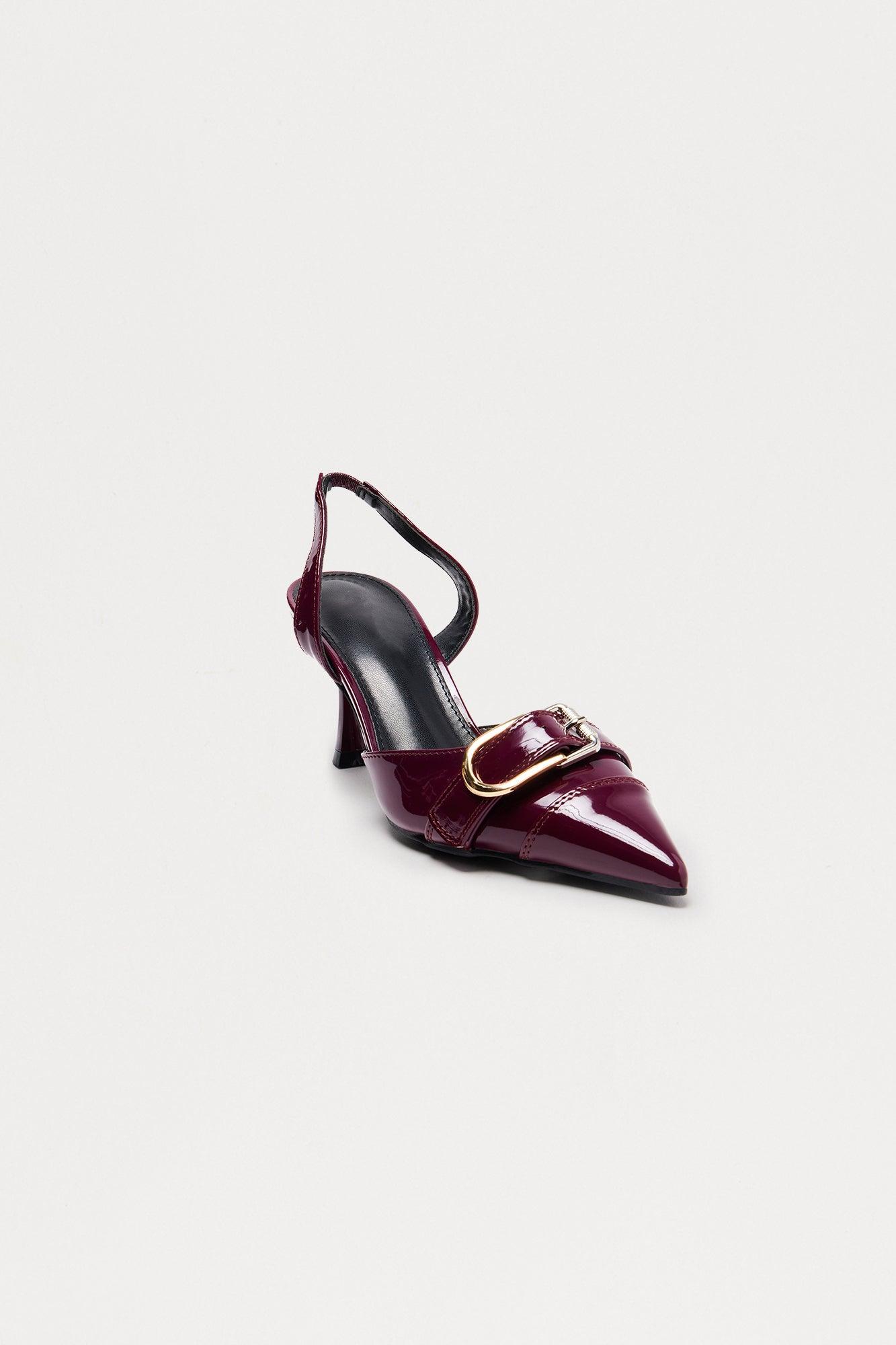 Alexa Buckle Slingback Pumps - Burgundy Female Product Image