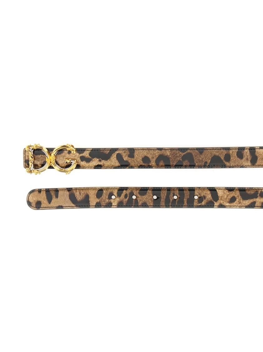 DOLCE & GABBANA Dg Leopard-print Patent Leather Belt In Multi Product Image