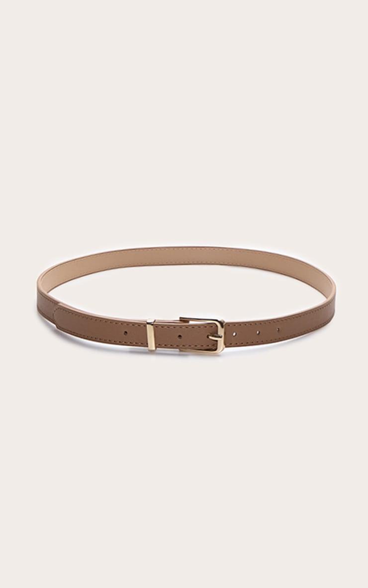 Tan Suede Skinny Belt with Gold Hardware Product Image