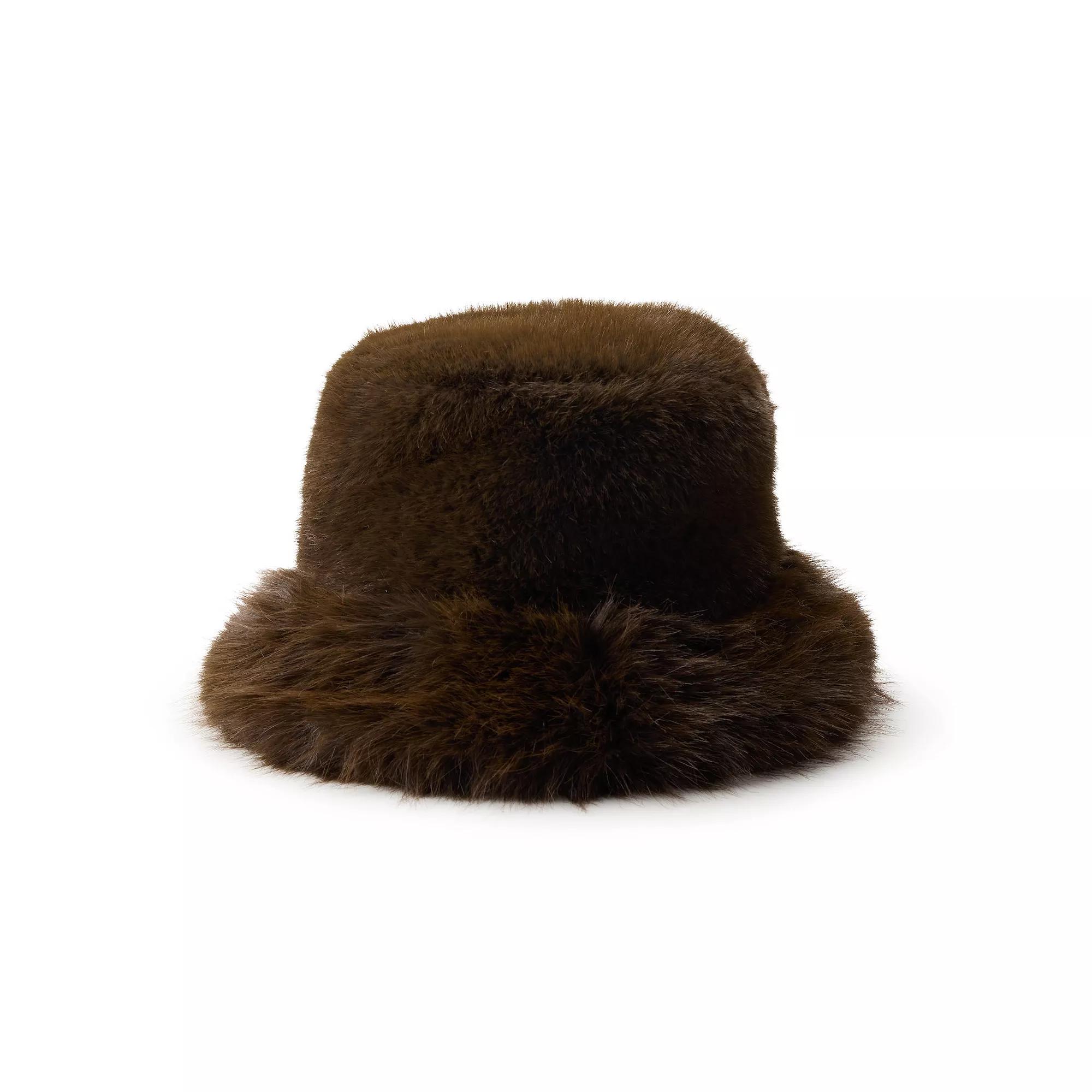 Women's Nine West Faux Fur Bucket Hat, Brown Product Image